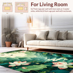 Dreamy Mountain Lotus Garden Scene Rug