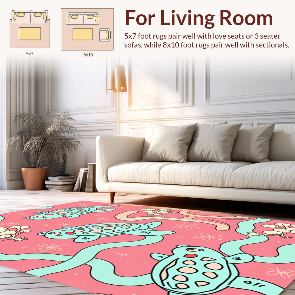Cute Turtle Pattern Decorative Rug