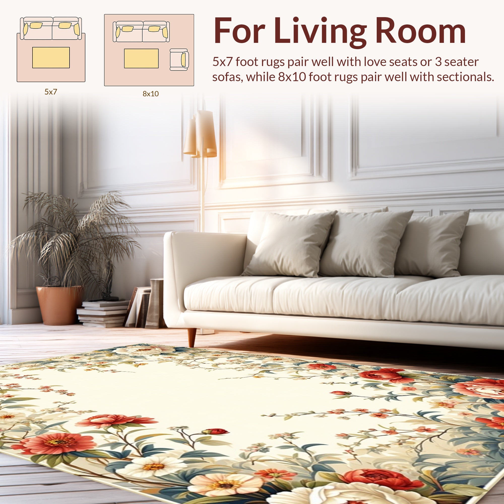 Vintage Floral Vine Border Rug