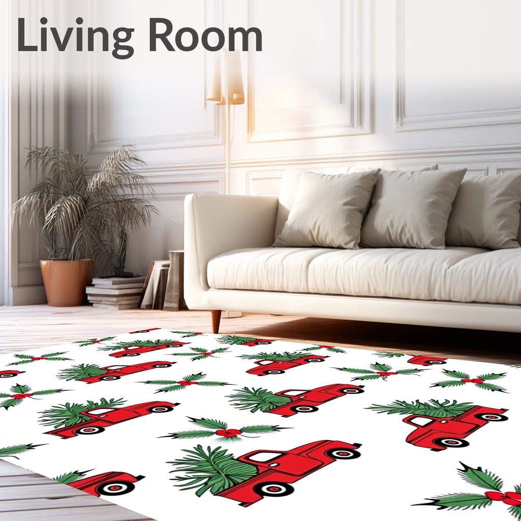 Holiday Red Truck Holly Accent Rug