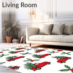 Holiday Red Truck Holly Accent Rug