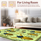 Bold Black Yellow Insect Garden Pattern Rug