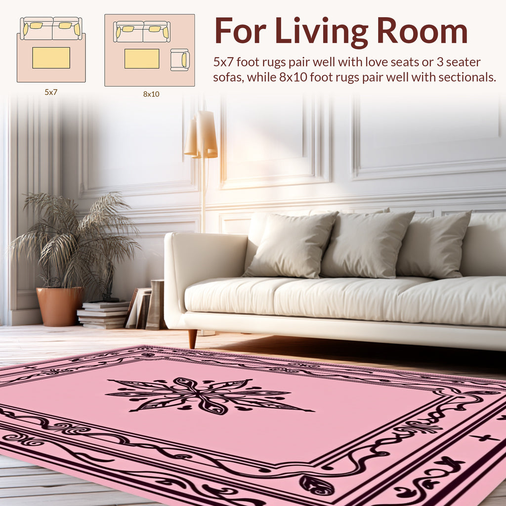 Elaborate Scrollwork Floral Pattern Rug
