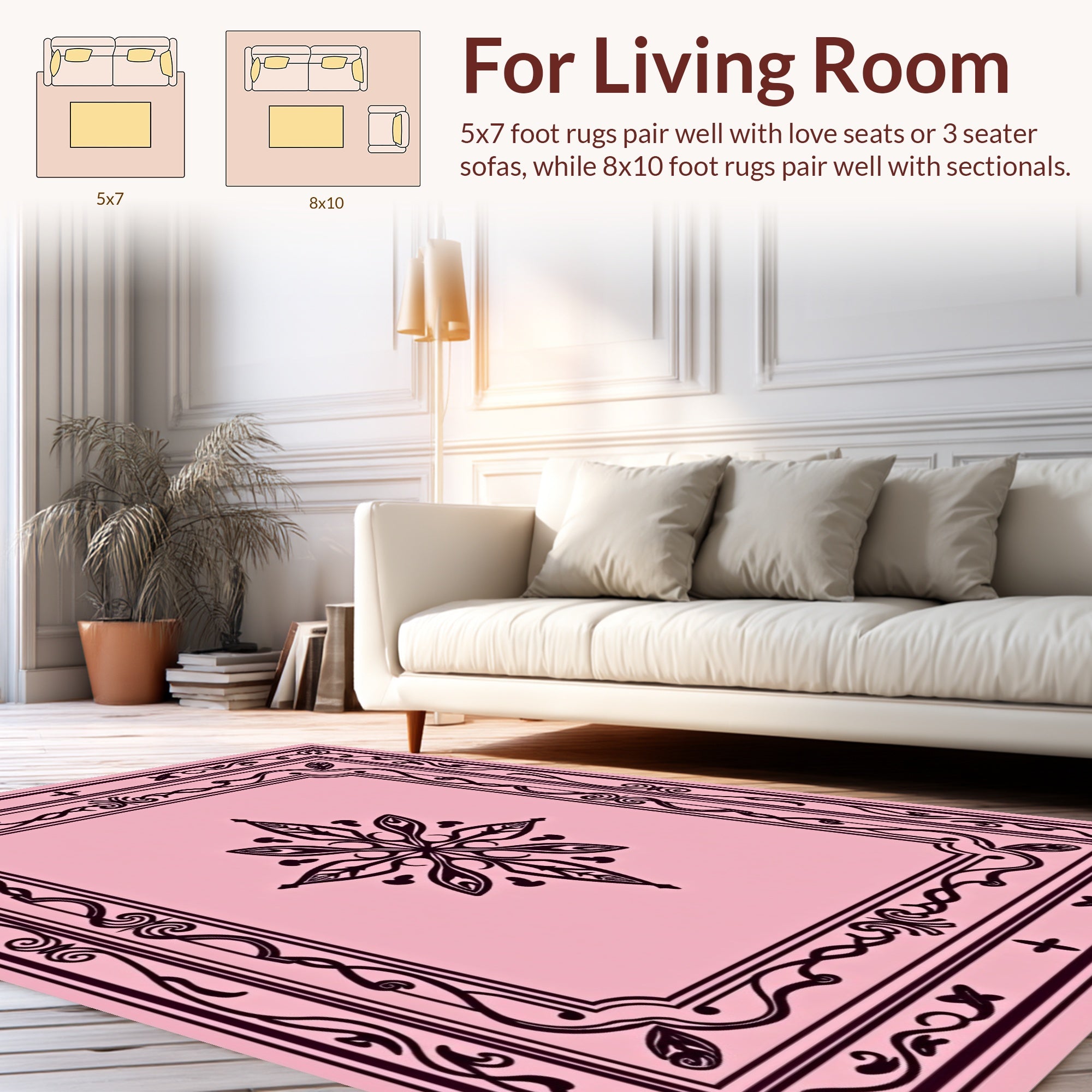 Elaborate Scrollwork Floral Pattern Rug