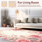 Elegant Blush Rose Vine Pattern Rug