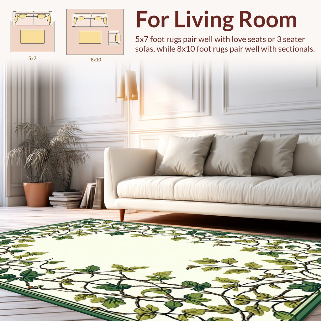 Vine and Leaf Border Design Rug