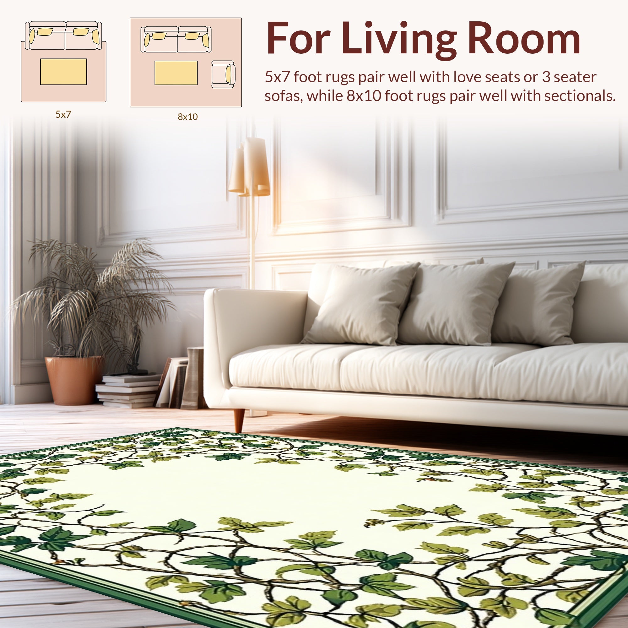 Vine and Leaf Border Design Rug
