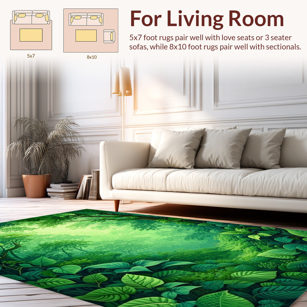 Lush Verdant Forest Canopy Design Rug