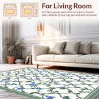Blue Floral Vine Lattice Pattern Rug