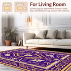 Ornate Floral Symmetry Gold Blue Rug