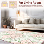 Soft Peach Floral Pattern Design Rug