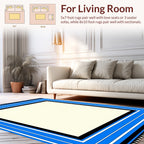 Geometric Bold Blue White Black Banded Rug