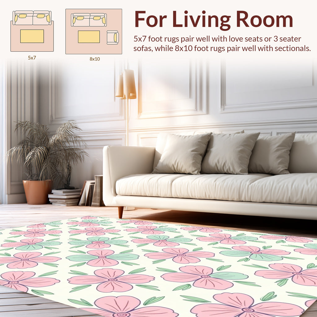 Pastel Floral Pattern Delight Rug