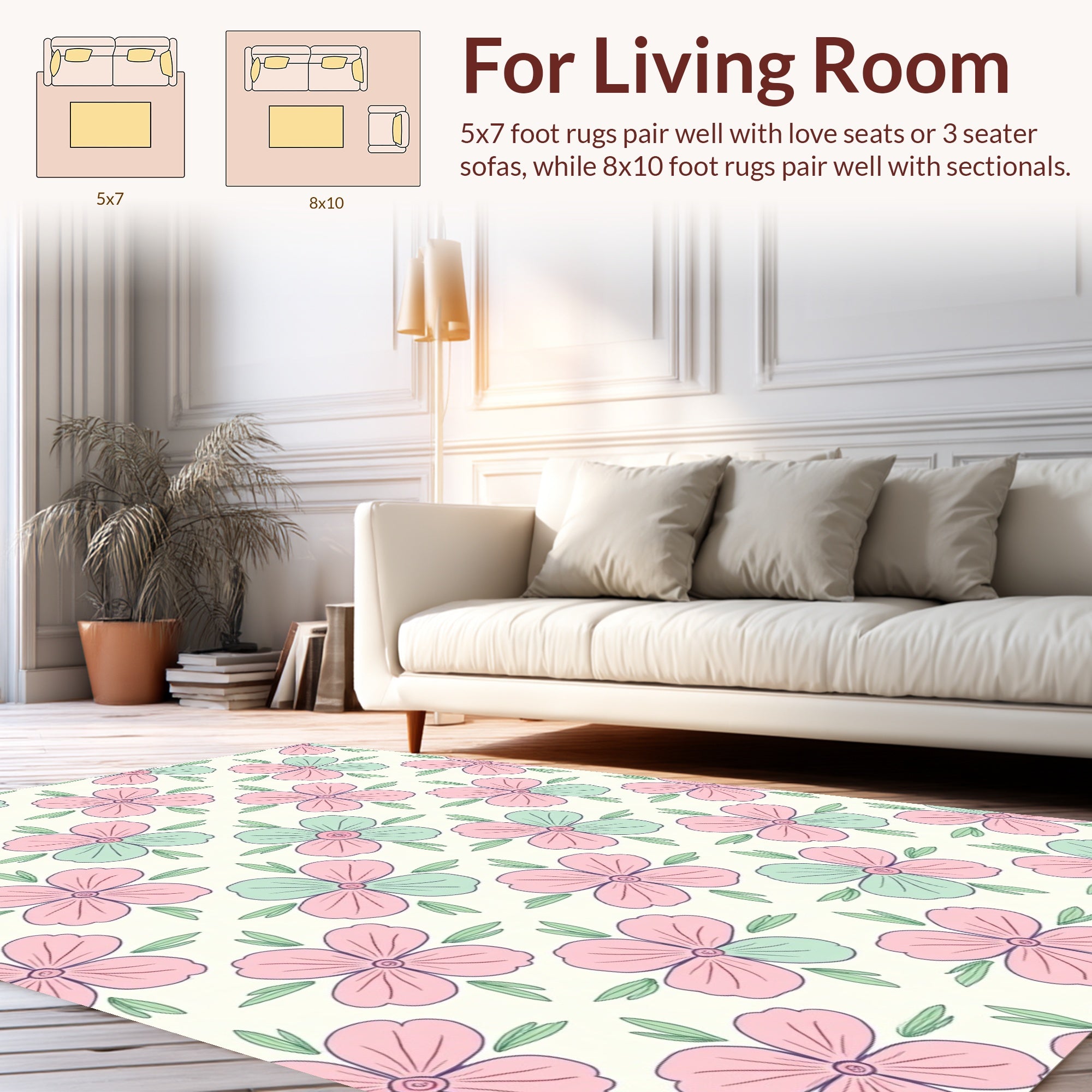 Pastel Floral Pattern Delight Rug