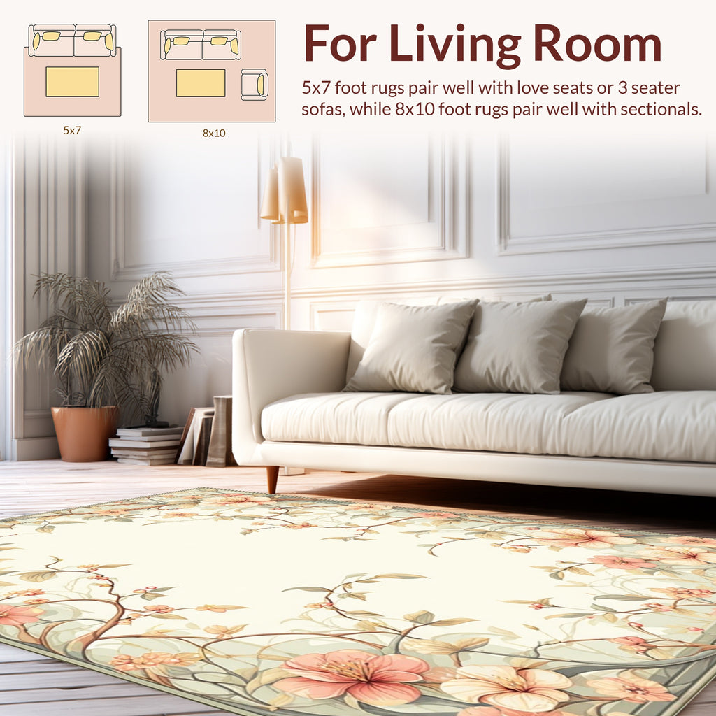 Vintage Floral Vine Garden Design Rug
