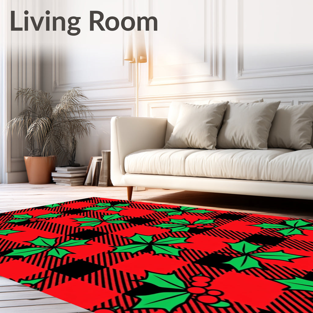 Red Black Buffalo Holly Berry Rug