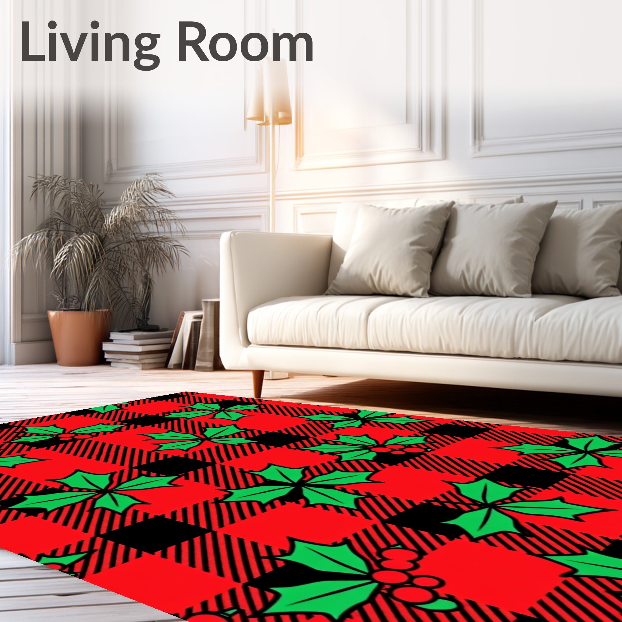 Red Black Buffalo Holly Berry Rug