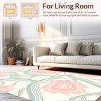 Abstract Blossom Swirls Pink Green Design Rug