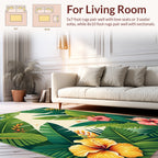 Tropical Greenery With Hibiscus Flowers Rug