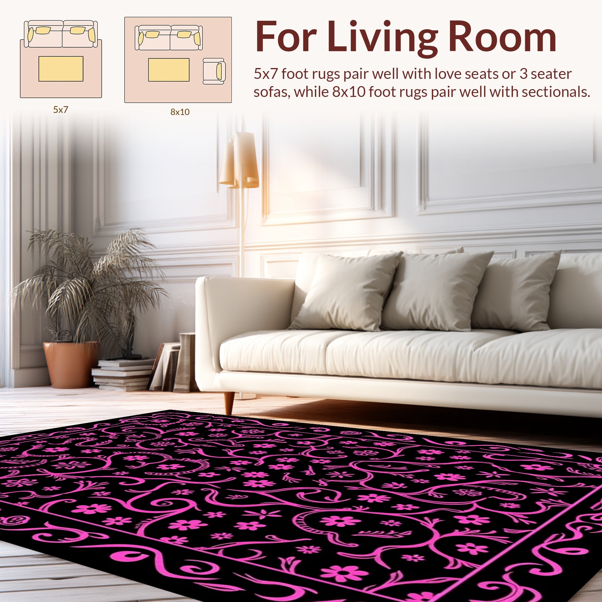 Whimsical Floral Vine Pattern Rug