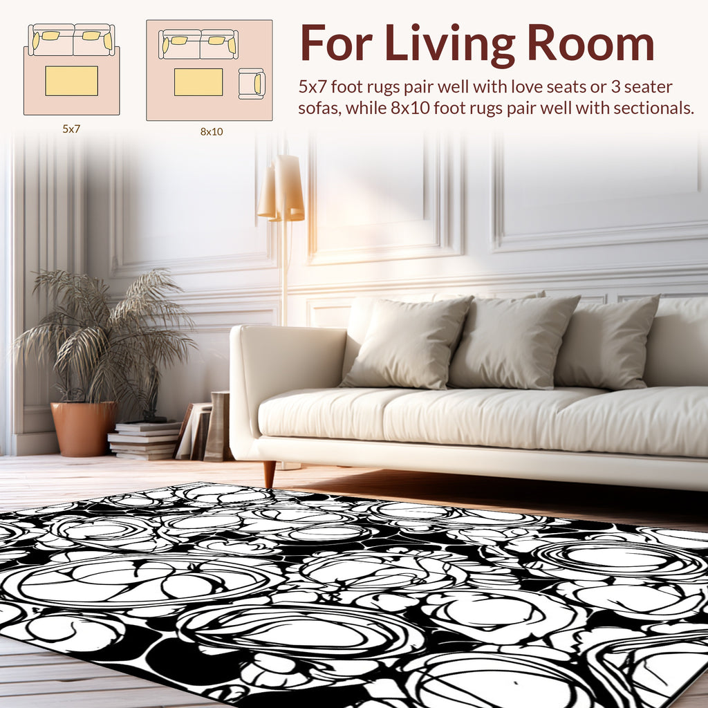 Abstract Organic Swirls Patterned Rug
