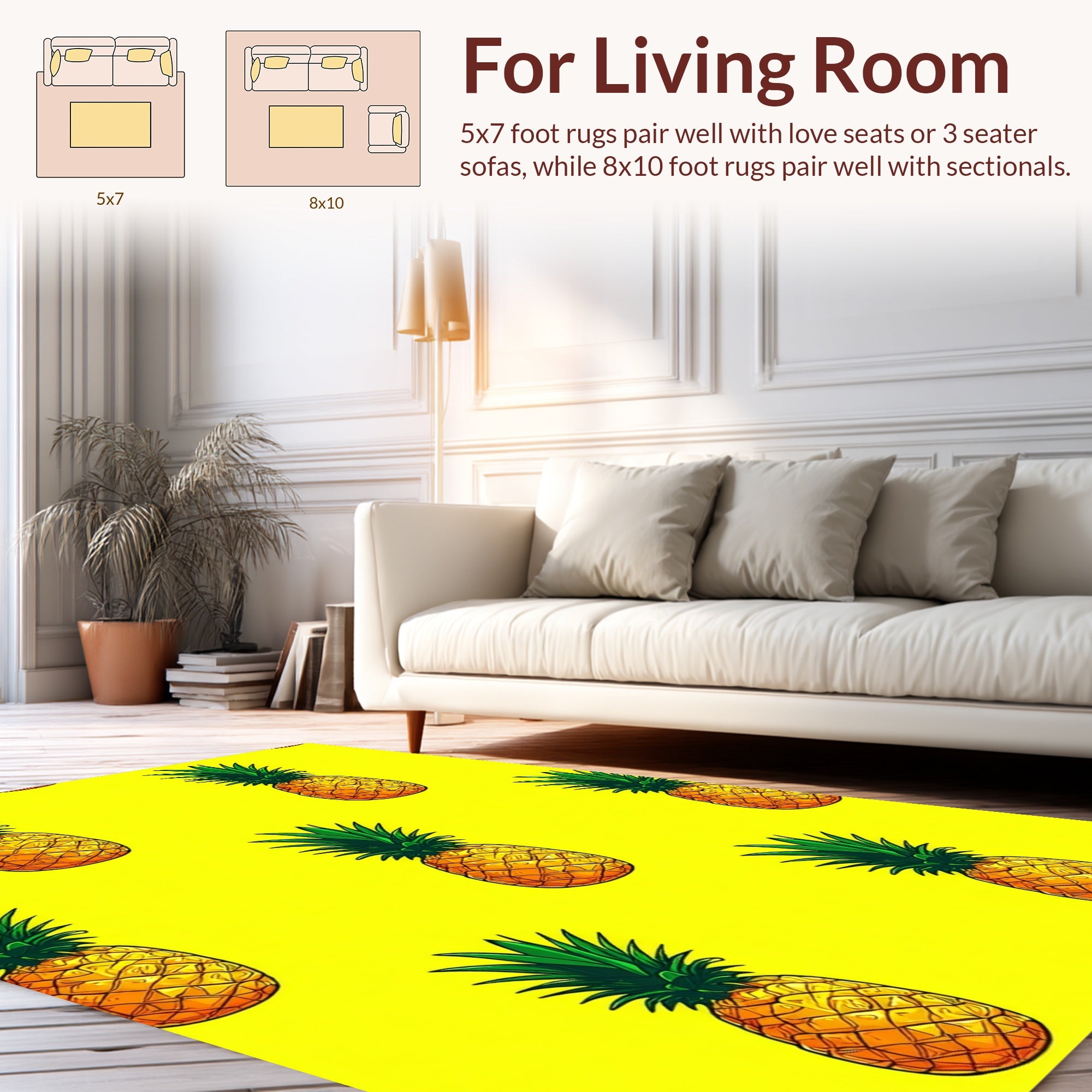 Bright Yellow Pineapple Pattern Rug