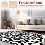 Abstract Organic Black and White Pattern Rug