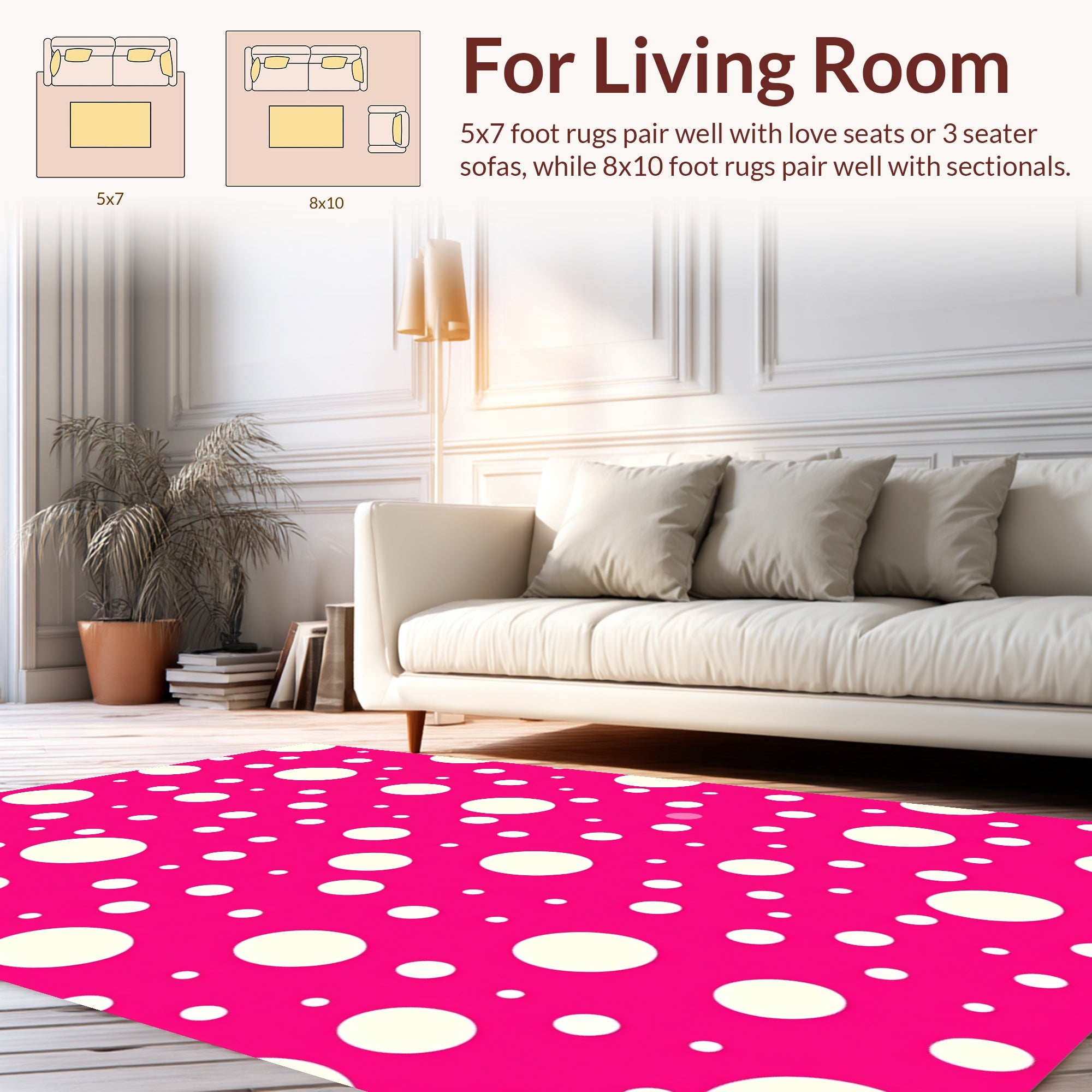 Fun Polka Dot Circles Pattern Rug