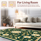 Elegant Floral Gold Leaf Pattern Rug