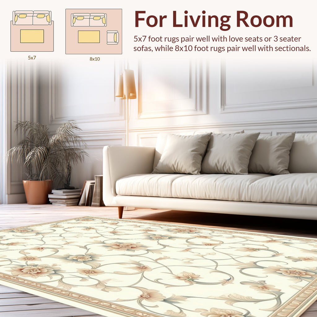 Elegant Floral Scrollwork Pattern Rug