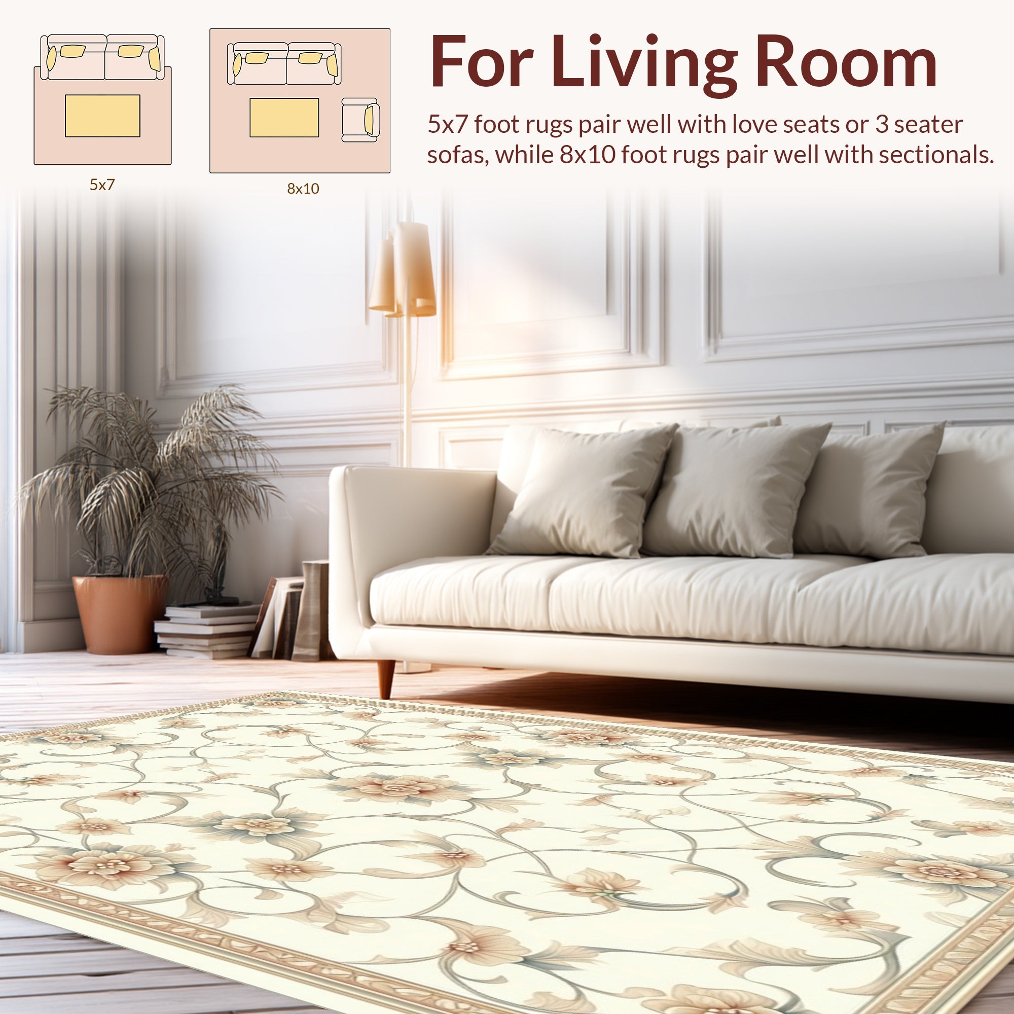 Elegant Floral Scrollwork Pattern Rug
