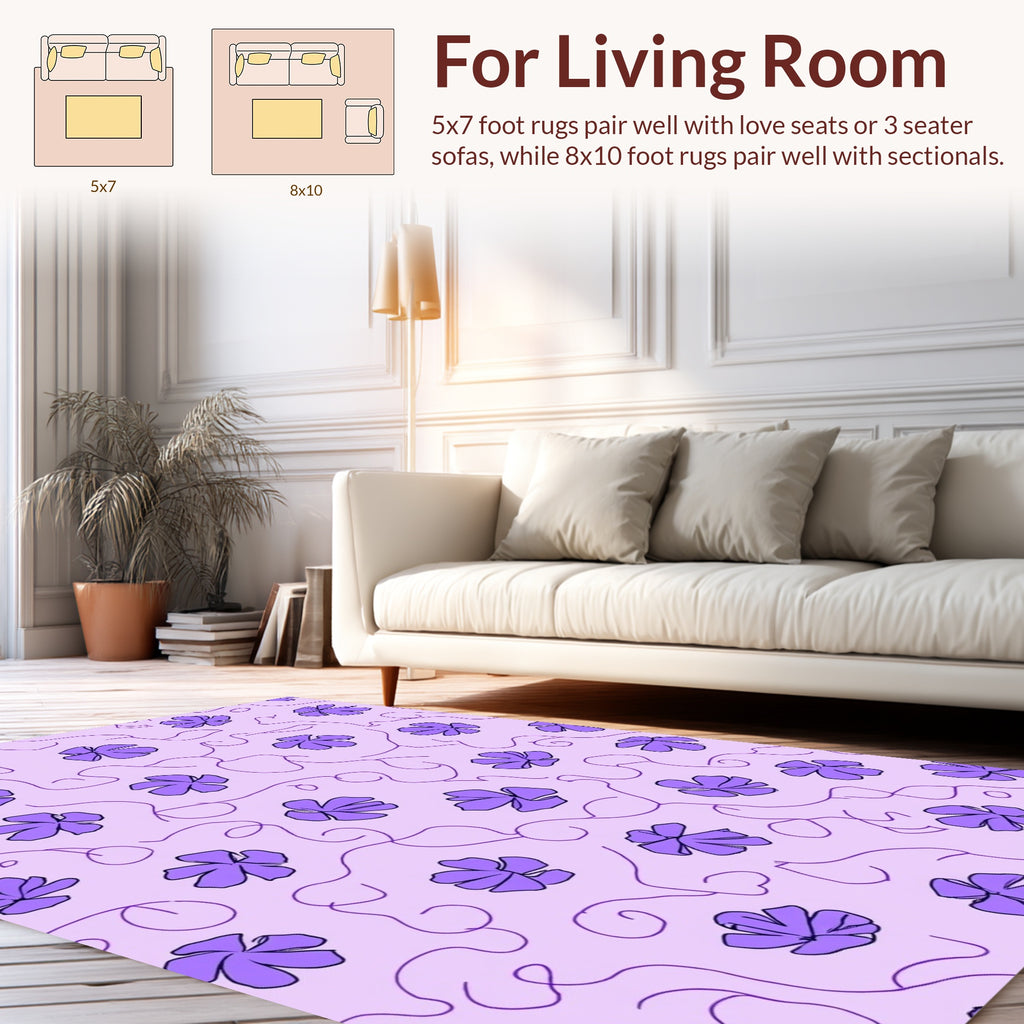 Purple Floral Vine Delight Pattern Rug
