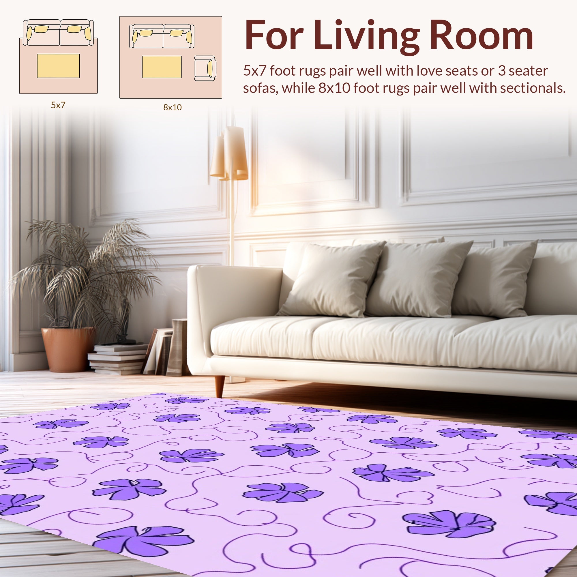 Purple Floral Vine Delight Pattern Rug