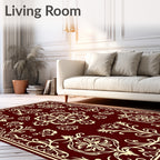 Crimson Floral Medallion Scrollwork Rug