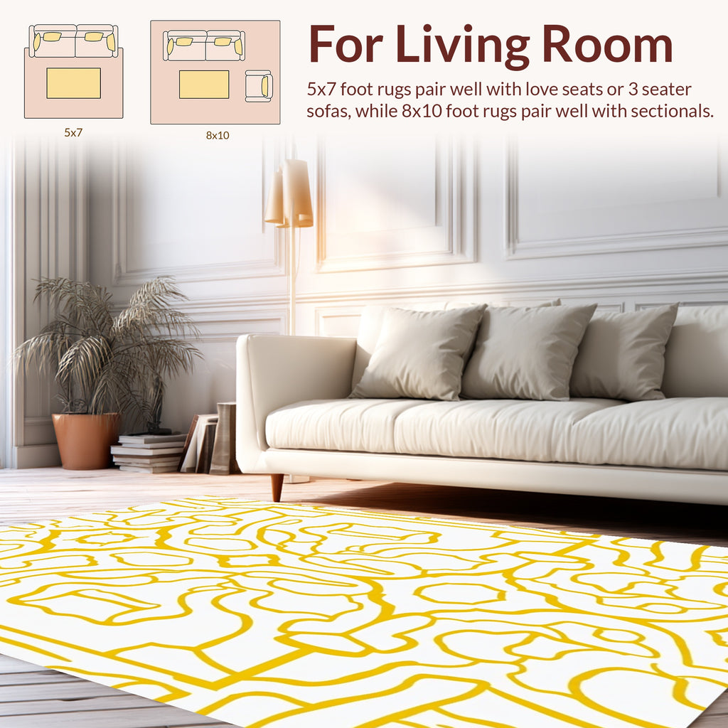 Golden Abstract Swirls Repeating Pattern Rug