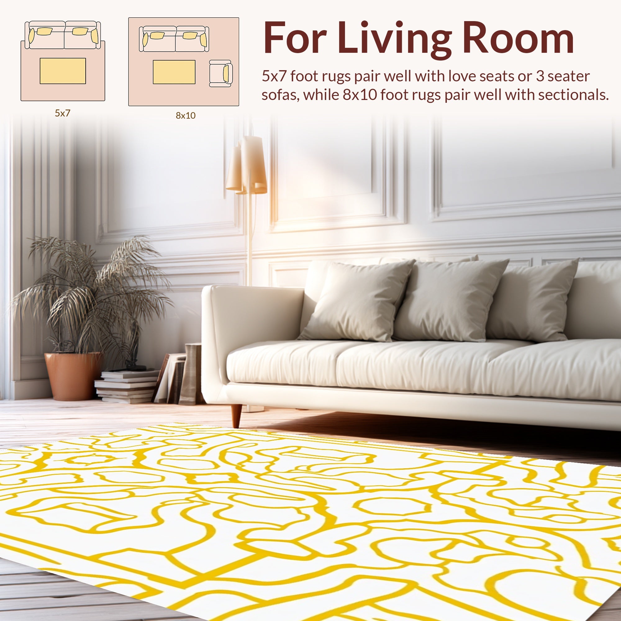 Golden Abstract Swirls Repeating Pattern Rug