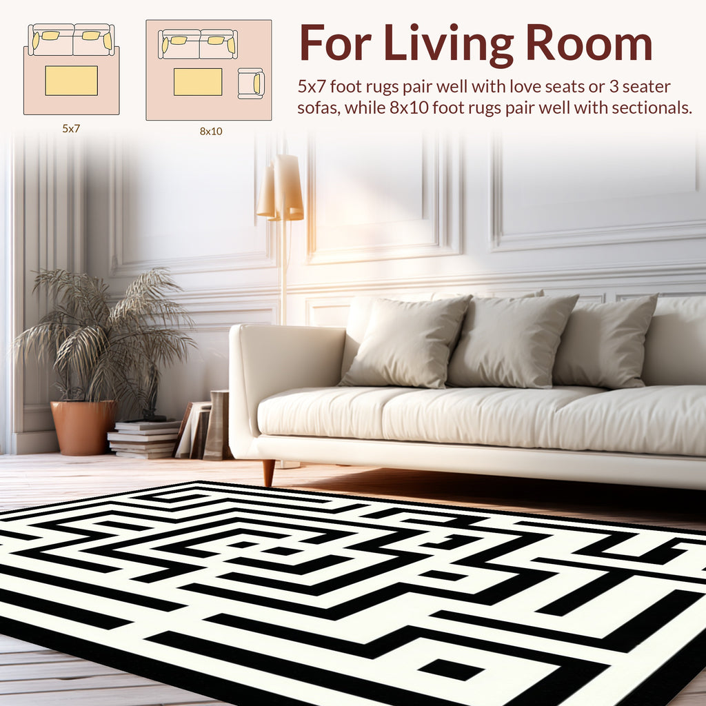 Bold Maze Pattern Design Rug