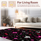 Whimsical Floral Butterfly Pattern Rug