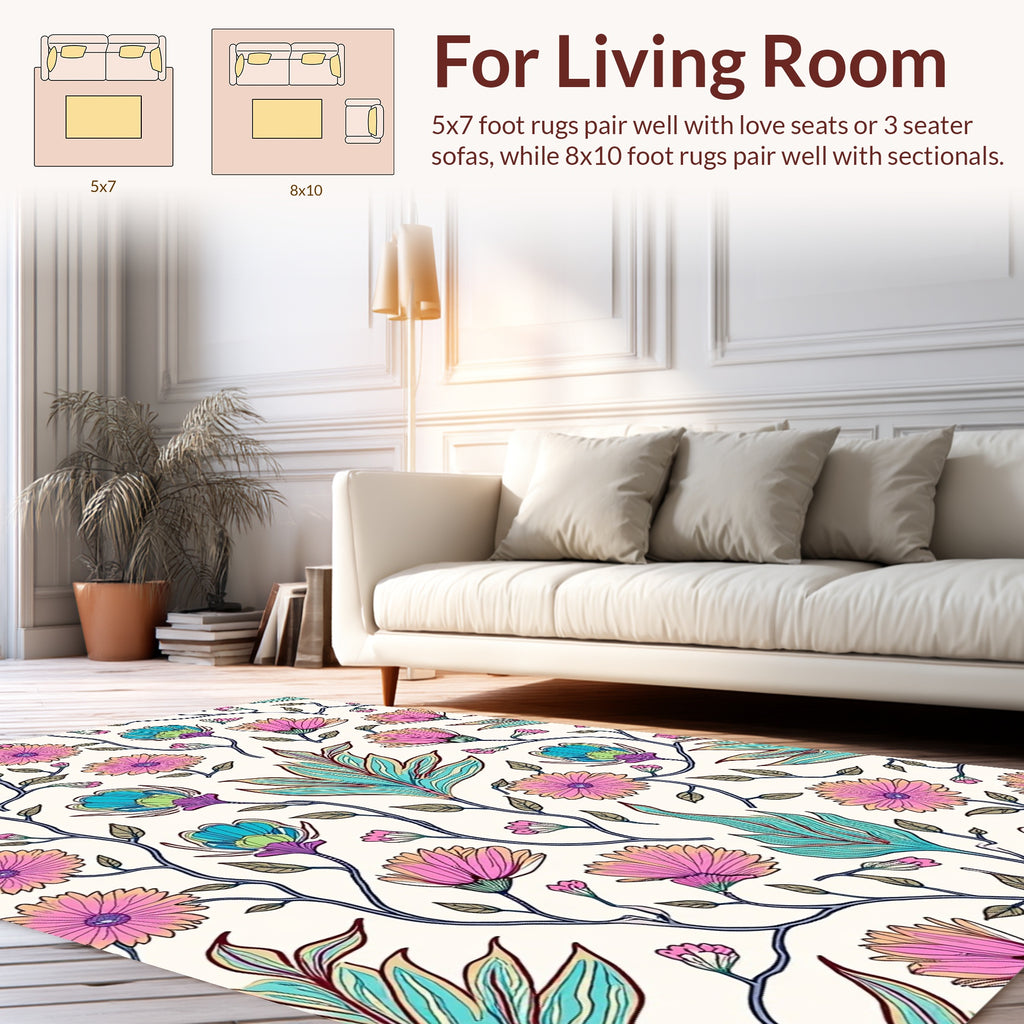 Artistic Floral Vine Pattern Rug