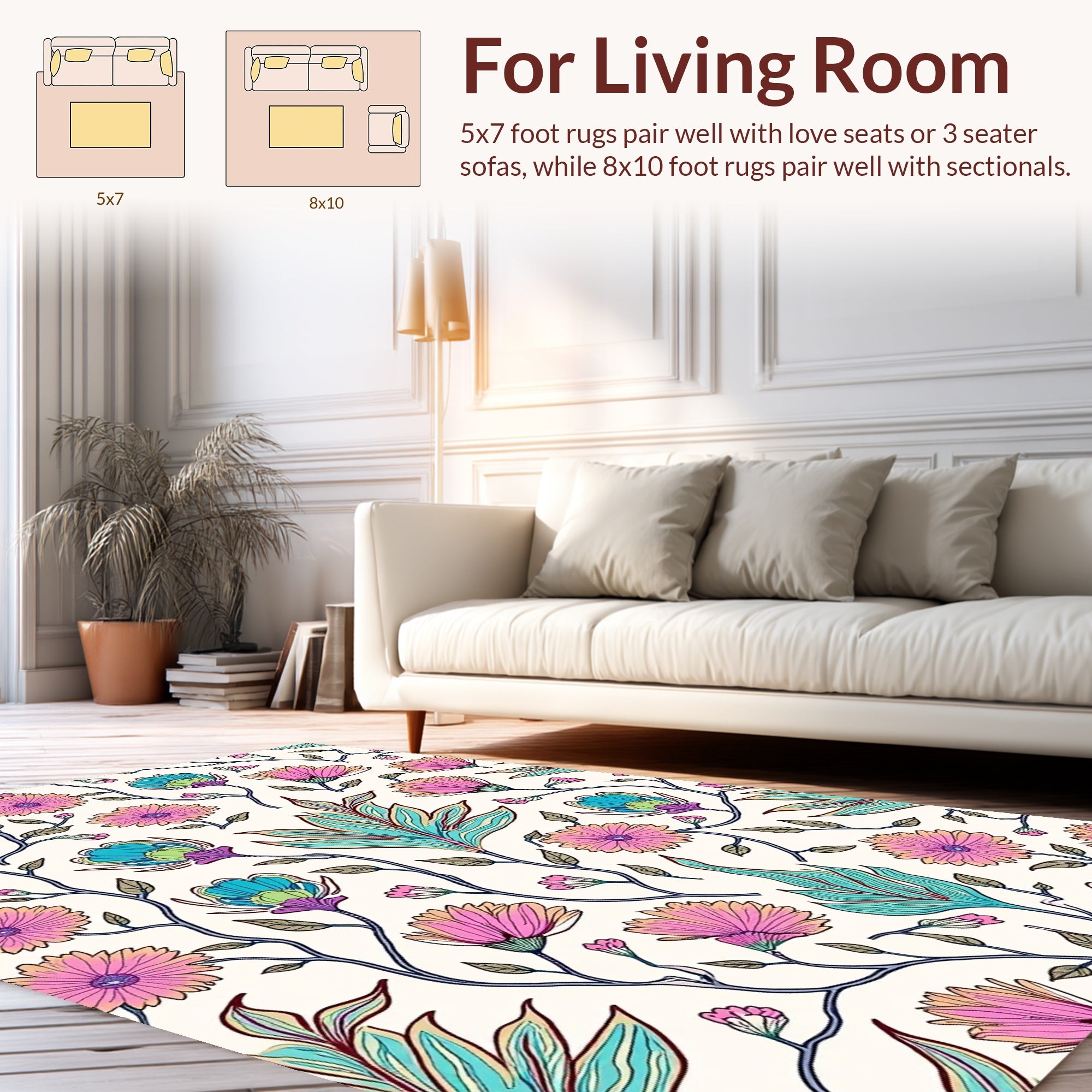 Artistic Floral Vine Pattern Rug