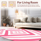 Pink Floral Geometric Stripe Design Rug