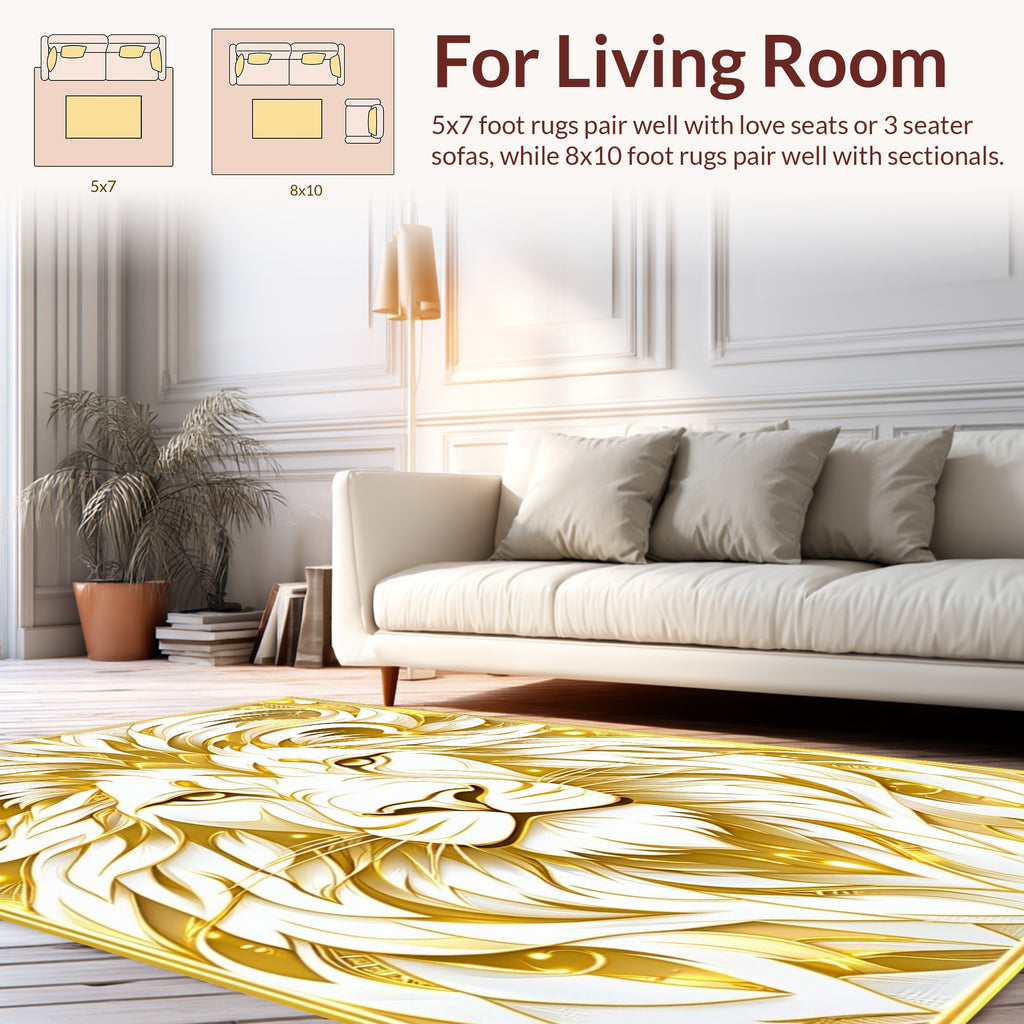 Ornate Golden Lion Face Rug
