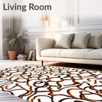 Abstract Wavy Brushstroke Orange Line Rug