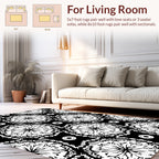 Classic Black White Mandala Pattern Rug
