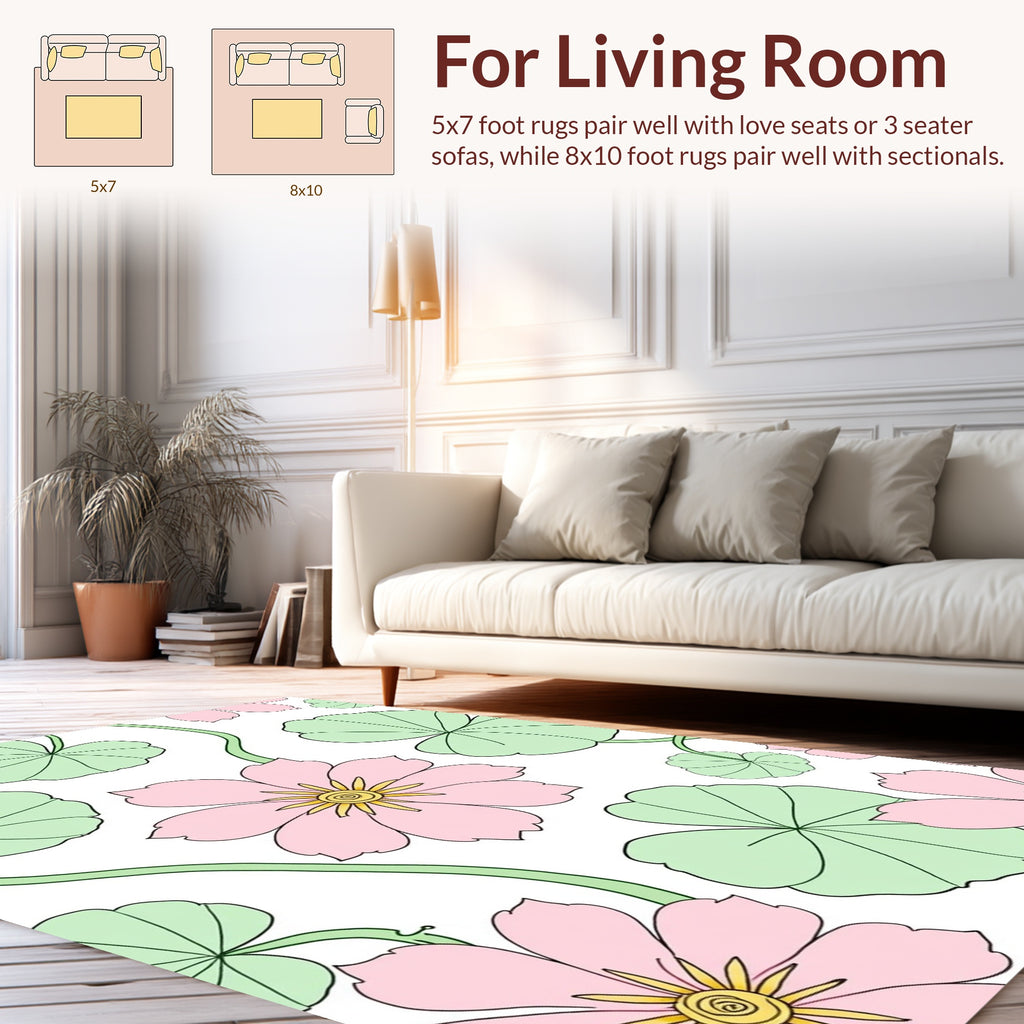 Pastel Floral Vine Pattern Rug