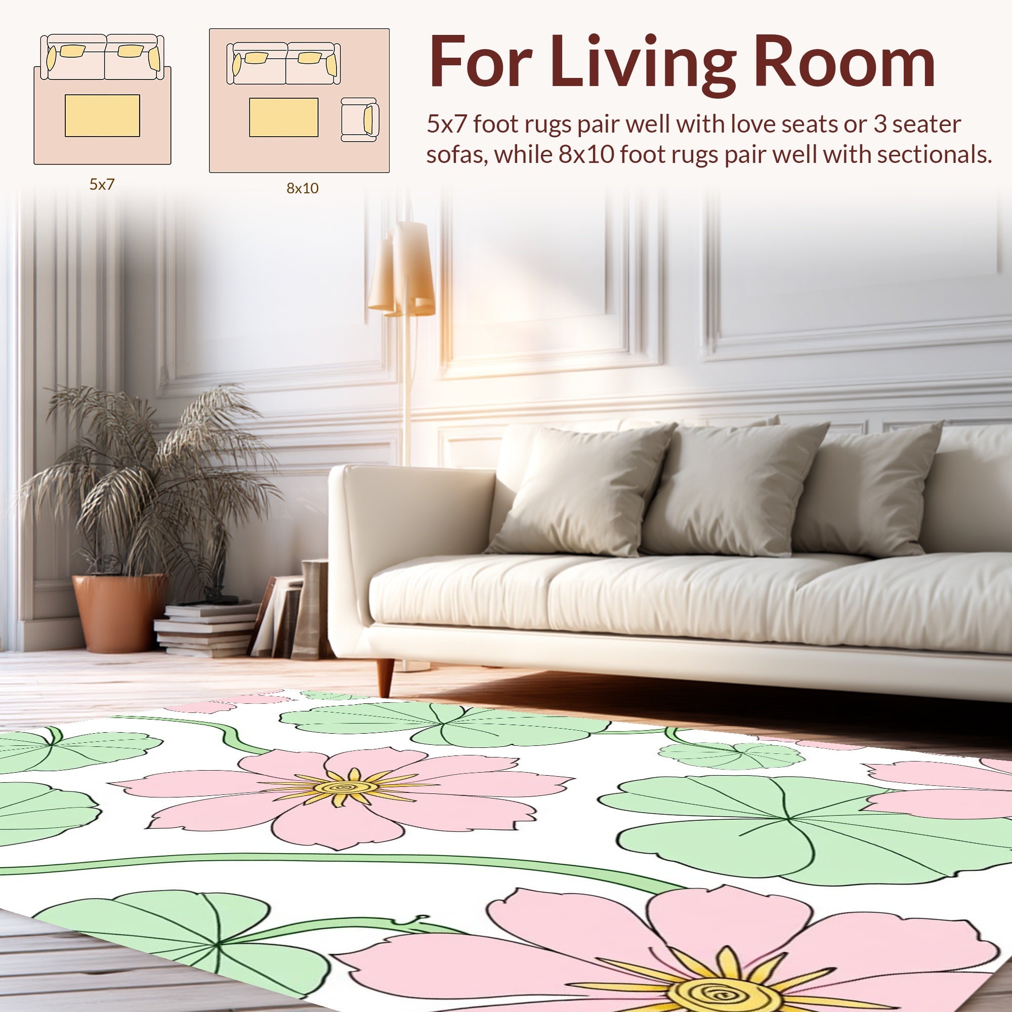 Pastel Floral Vine Pattern Rug