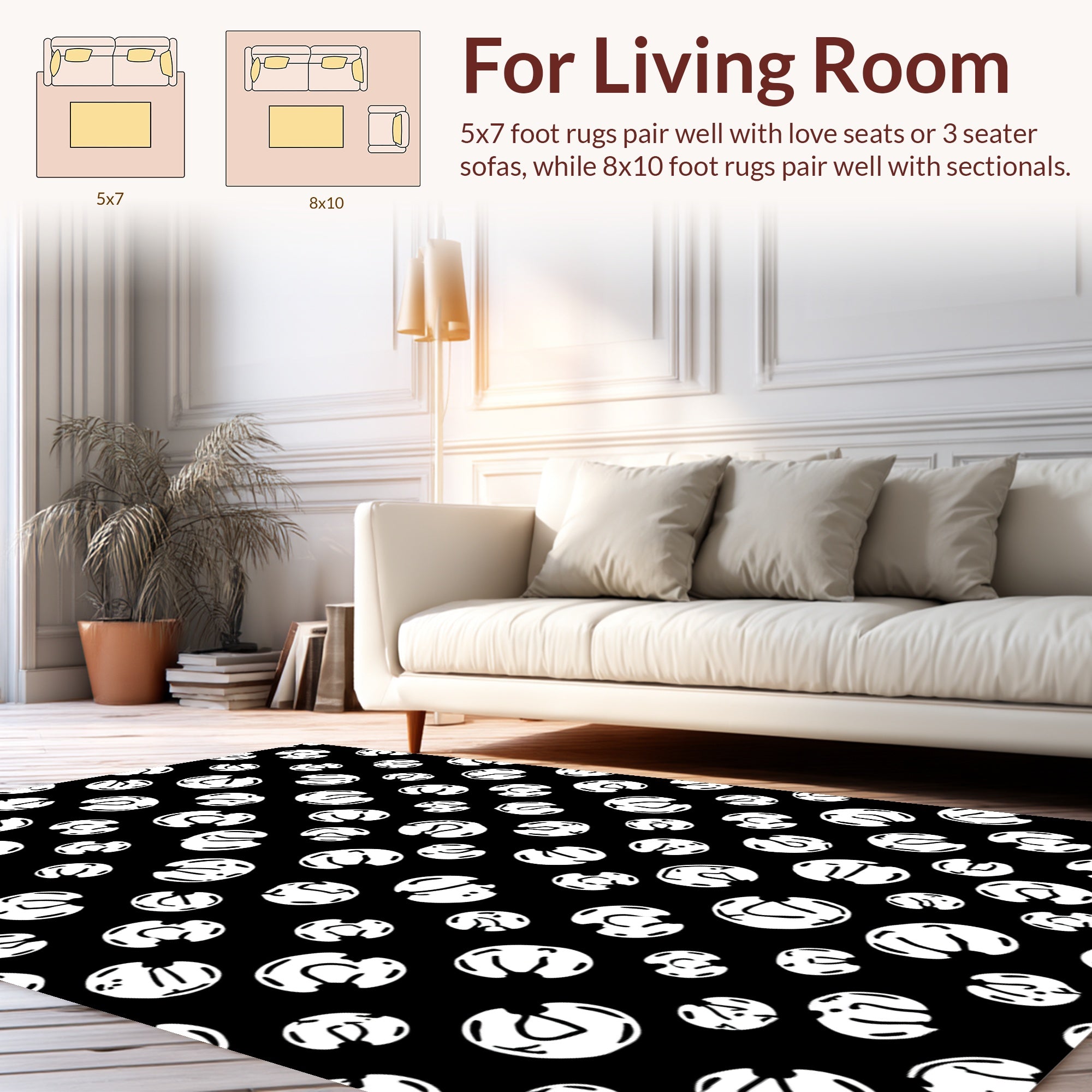 Abstract White Circles Seamless Pattern Rug