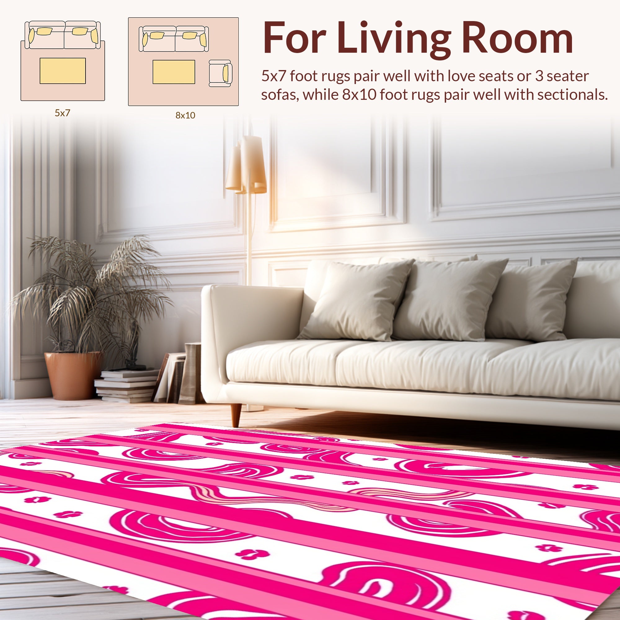 Vibrant Pink Stripe Swirl Pattern Rug
