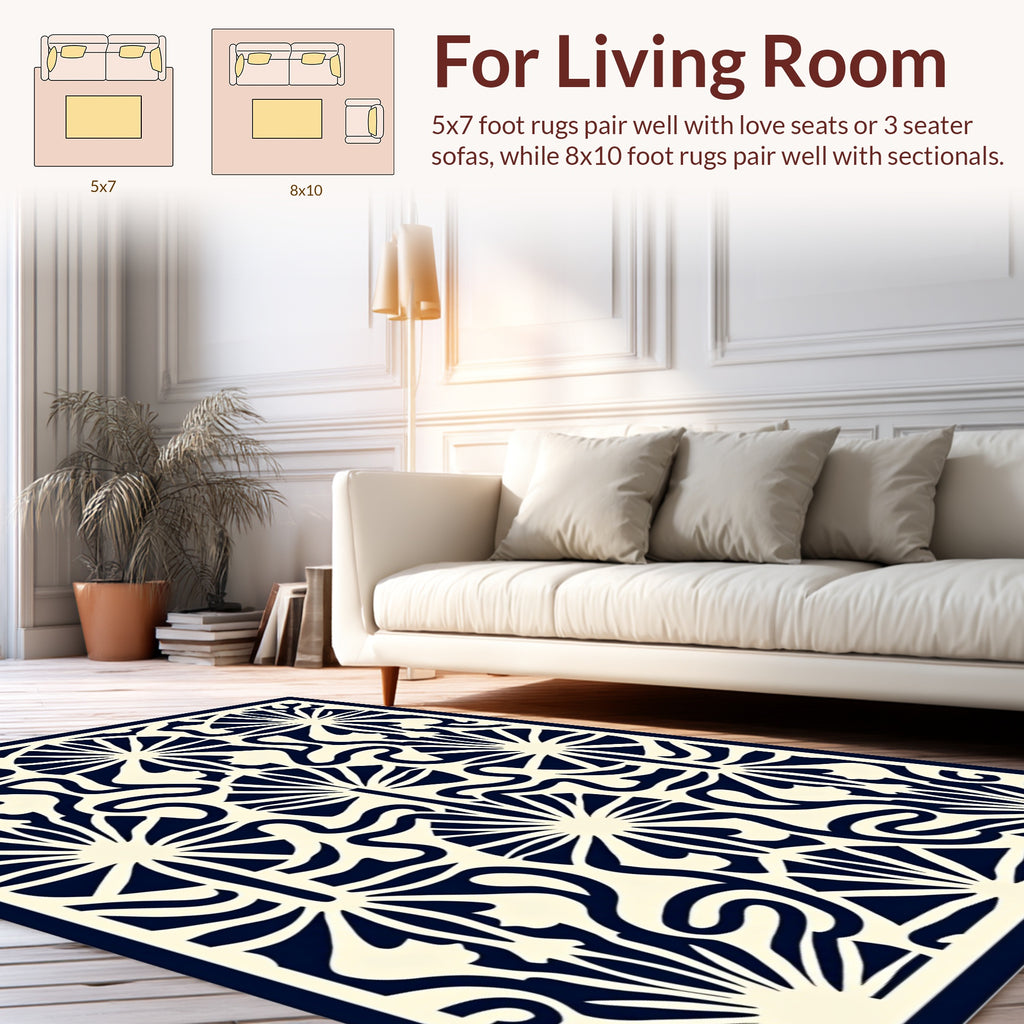 Art Nouveau Fan With Abstract Scrolls Rug