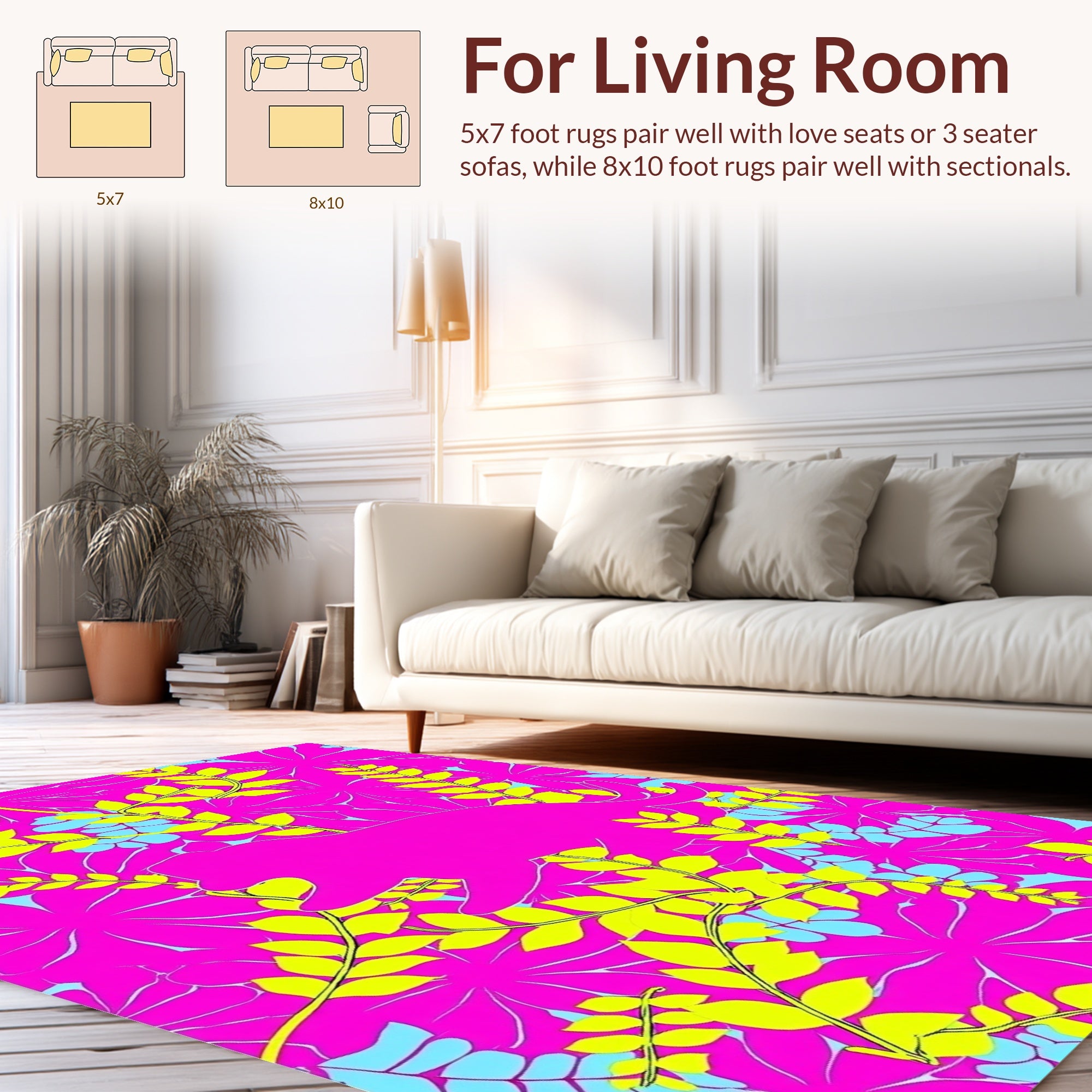 Vibrant Pink Floral Animal Silhouette Rug